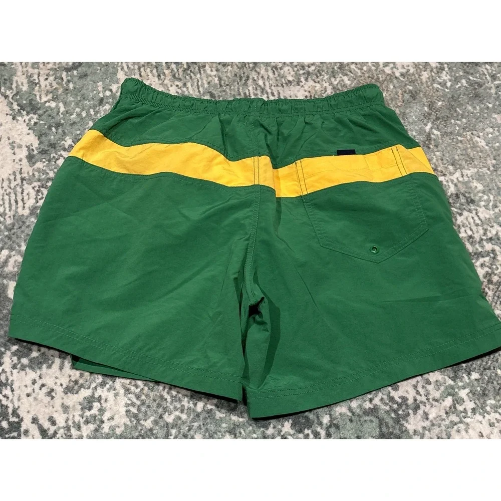 Vintage Nautica N-SS 1983 Swim Trunks Green Colorblock Shorts Men's Size M